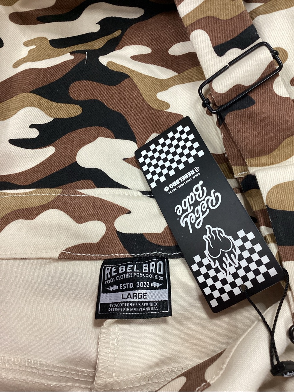 Rebel Bro Men's Camo Overalls Pants - Brown Camouflage